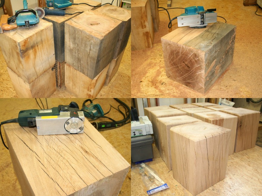 Massive Holzblöcke für Möbelbau vorbereitet
