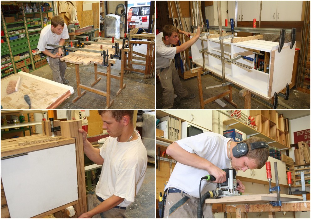Handarbeit beim Bau des Eichen-Sideboards